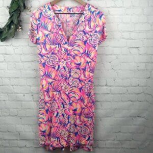 LILY PULITZER Riva Short Sleeve Seashell Shift Dress 100% Prima Cotton small